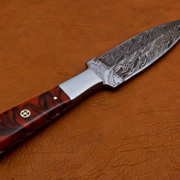 10" Handmade Damascus Hunter Knife Double Edge - Picture 6 of 16